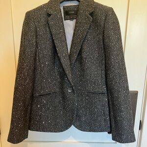 J Crew Women's Charcoal Tweed & Sequin Blazer Size 2 Holiday New Year Christmas